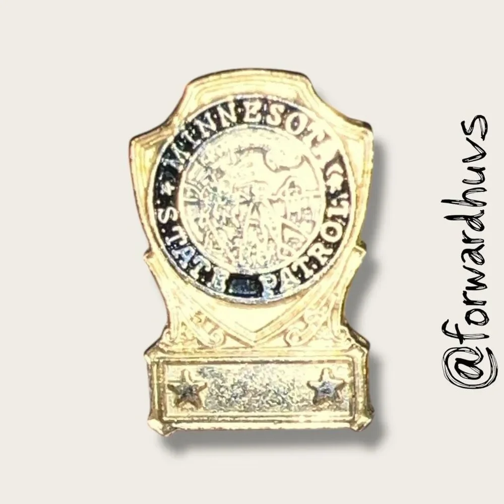 Minnesota State Patrol Badge Pin – Blue, Gold & Silver Tone – 3/4” x 1/2”